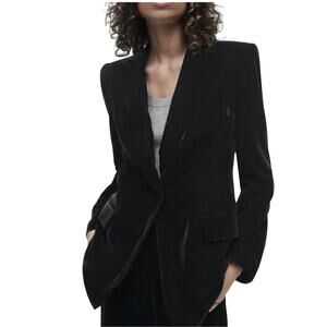 Zara Black Velvet Single-Button Blazer